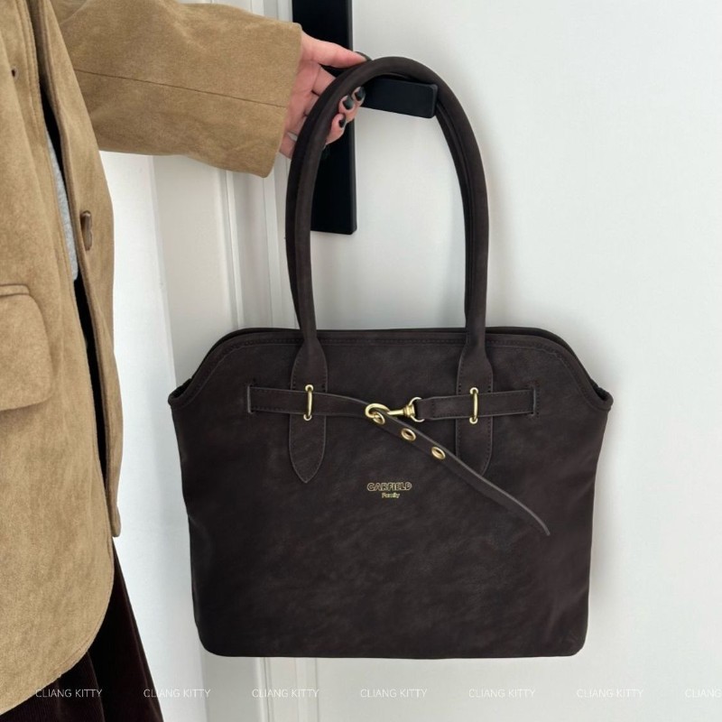 ##CLIANG KITTY Garfield Family Retro Matte Họa Tiết Túi Tote Dung Tích Lớn Đi Lại Túi Nách CLIPANG K
