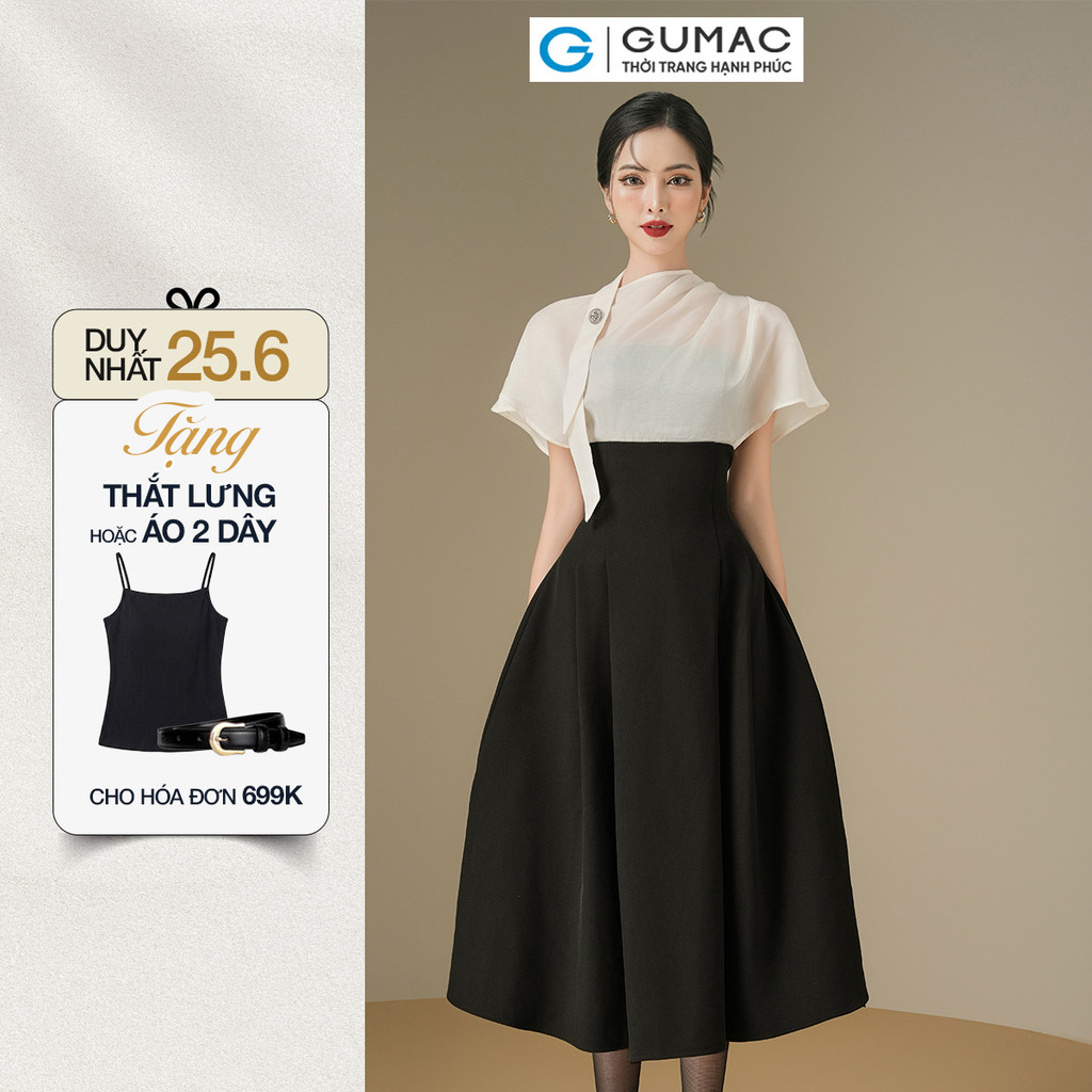 Đầm nữ GUMAC xòe phối voan  DE06032