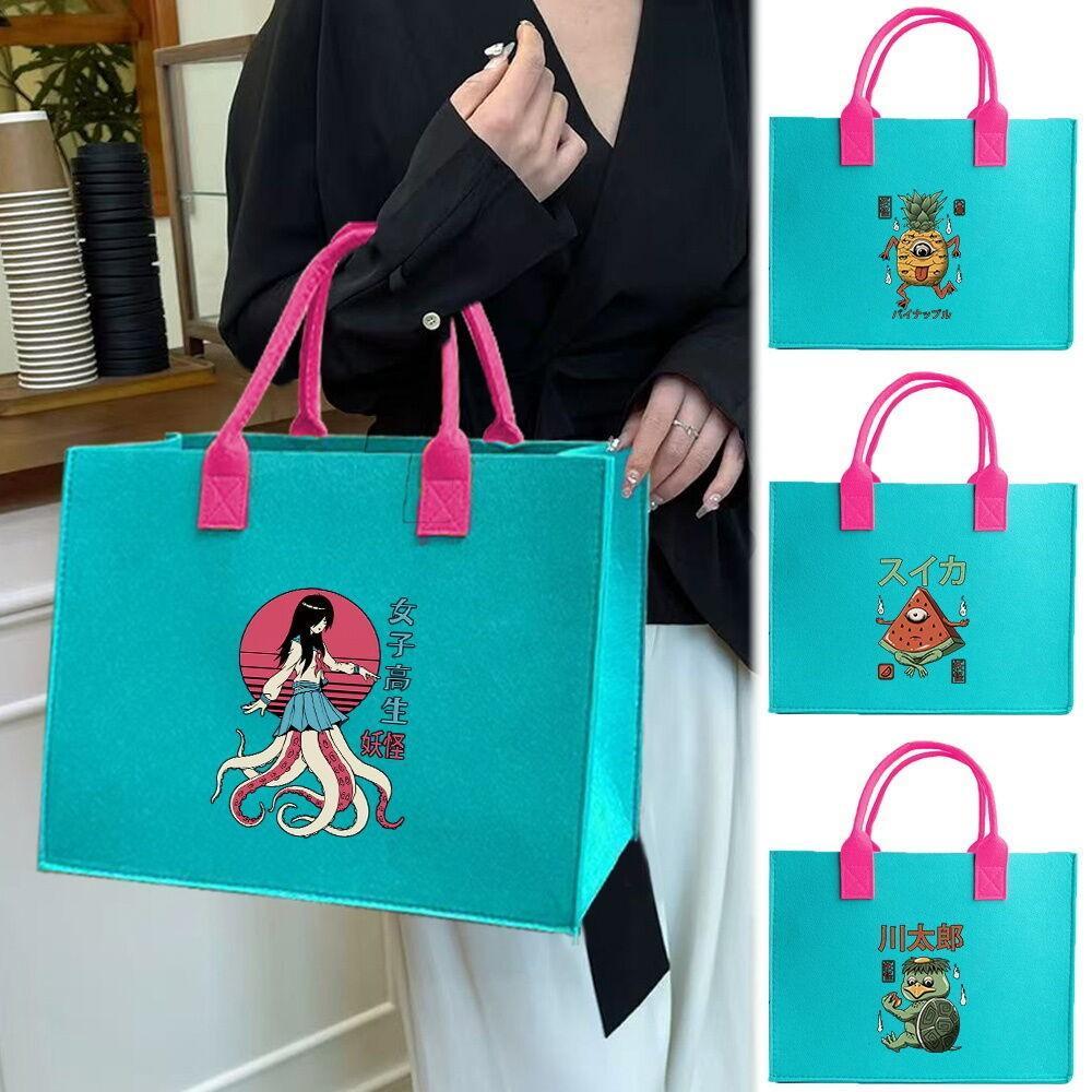 Felt Bag  Large Capacity Reuseable -Large Capacity Shopping Travel Bag Student Lightweight Felt Tote