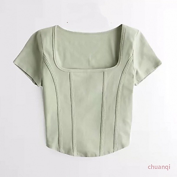HOLLISTER Áo Croptop Cổ Vuông Tay Ngắn Dáng Ôm Thời Trang Mùa Hè Cho Nữ