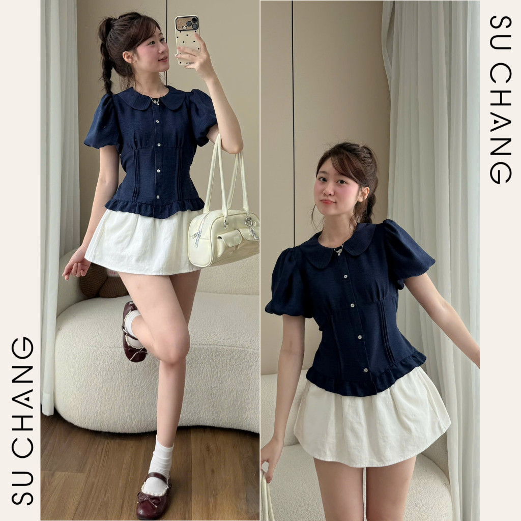 Áo Kiểu Cổ Sen Cúc Dọc Viền Bèo A930 Su Chang | BigBuy360 - bigbuy360.vn