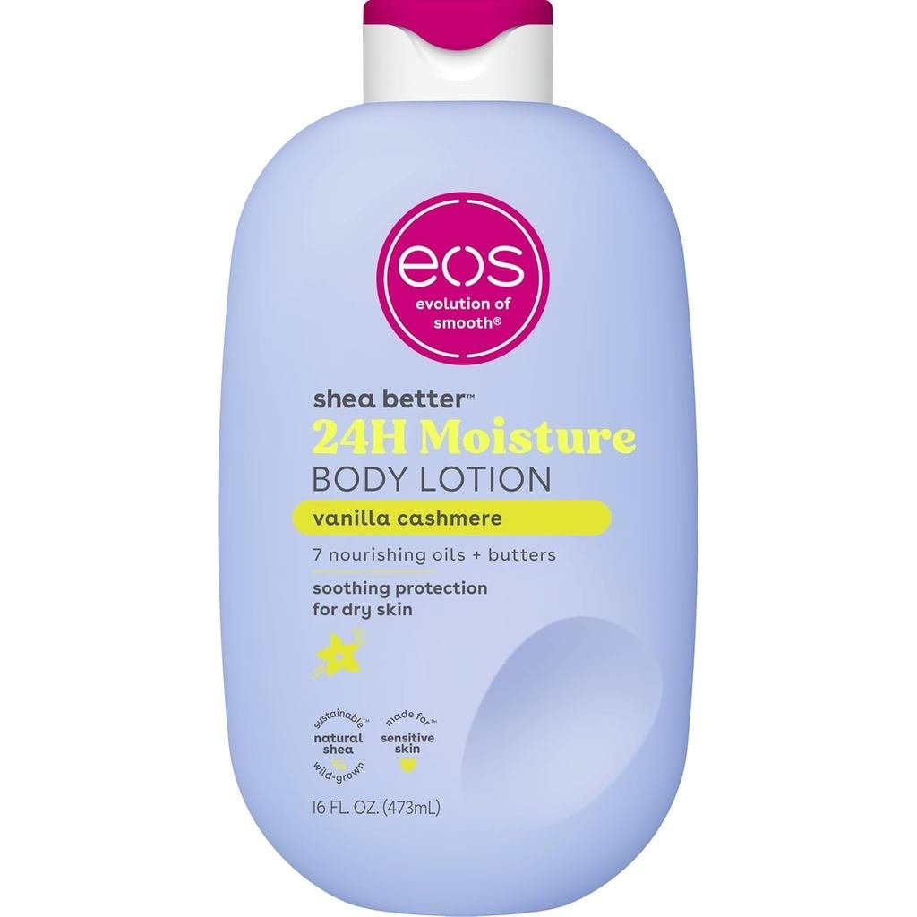 Eos Shea Better Body Lotion Vanilla Cashmere, Chăm sóc da độ ẩm 24 giờ, Nhẹ & Không nhờn, Shea tự nh