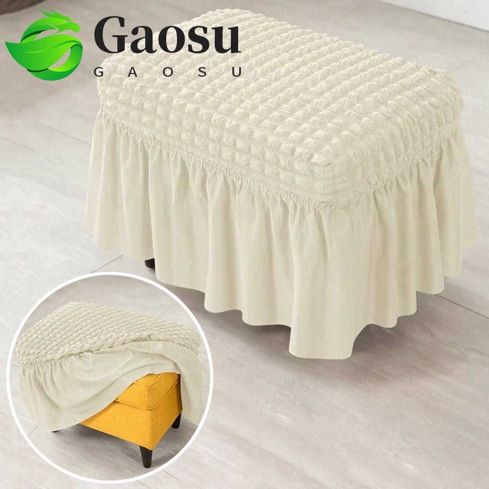 GAOSU Ottoman Cover, Vỏ Ghế Seersucker Thanh Lịch, Có Váy Chống Trơn Trượt Màu Trơn Bảo Vệ Ottoman P