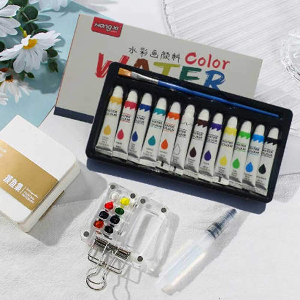 Mini Watercolor Paint Palette Acrylic Grid Paint Box with Clip Foldable Portable Empty Paint Box Art