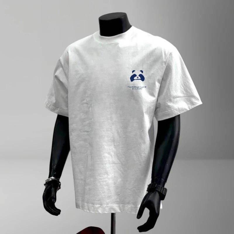 HIP Áo Thun Nam Gấu Trúc Dễ Thương - Cotton 260gsm Cao Cấp, Streetwear Retro Độc Đáo