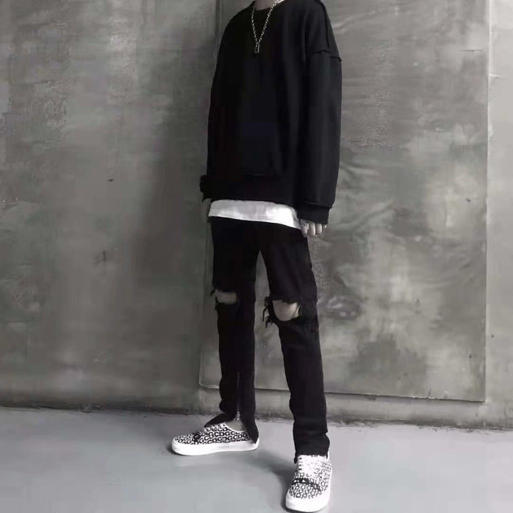FOG Phong Cách Châu Âu Mỹ Retro Đường Phố Cao Cấp Rách vibe Phong Cách Quần Jean Slim fit Skinny Jea