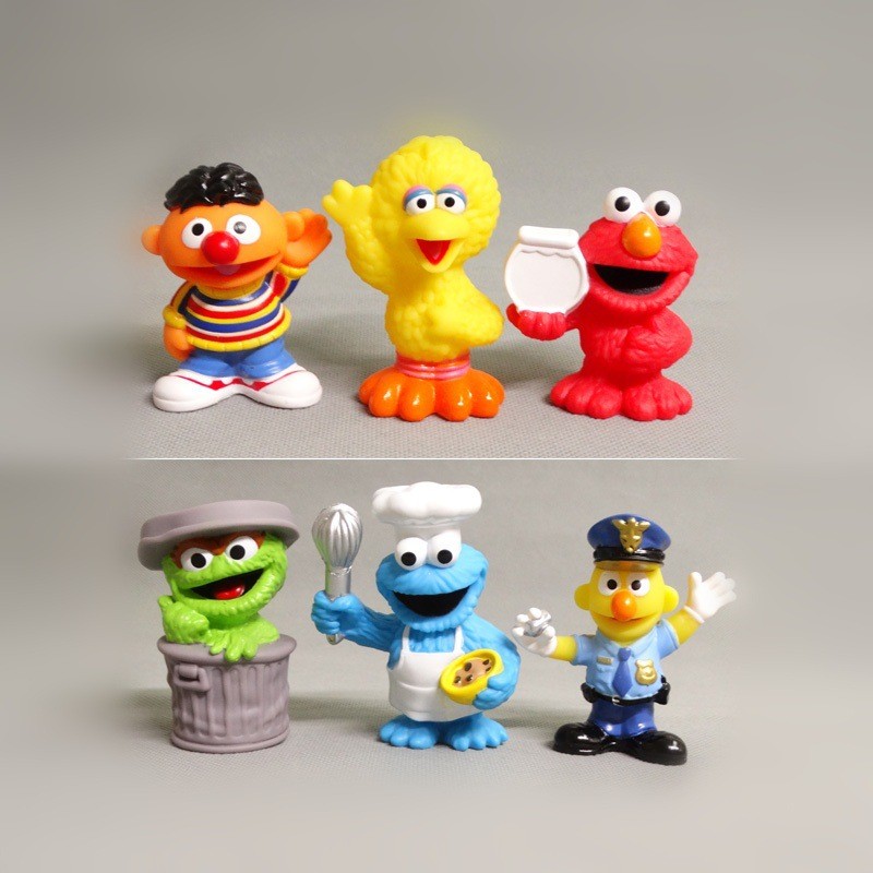 6 Chiếc Sesame Street Vinyl Các Bức Tượng Búp Bê Elmo Cookie Quái Vật Chim Lớn Ernie Oscar Bert Hình
