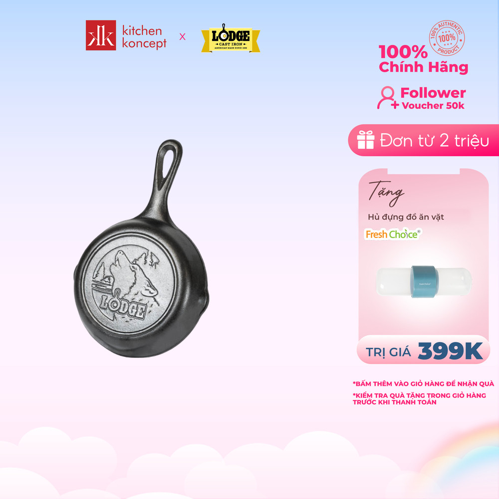 Chảo Gang Đáy Hình Sói Lodge - 16.5cm