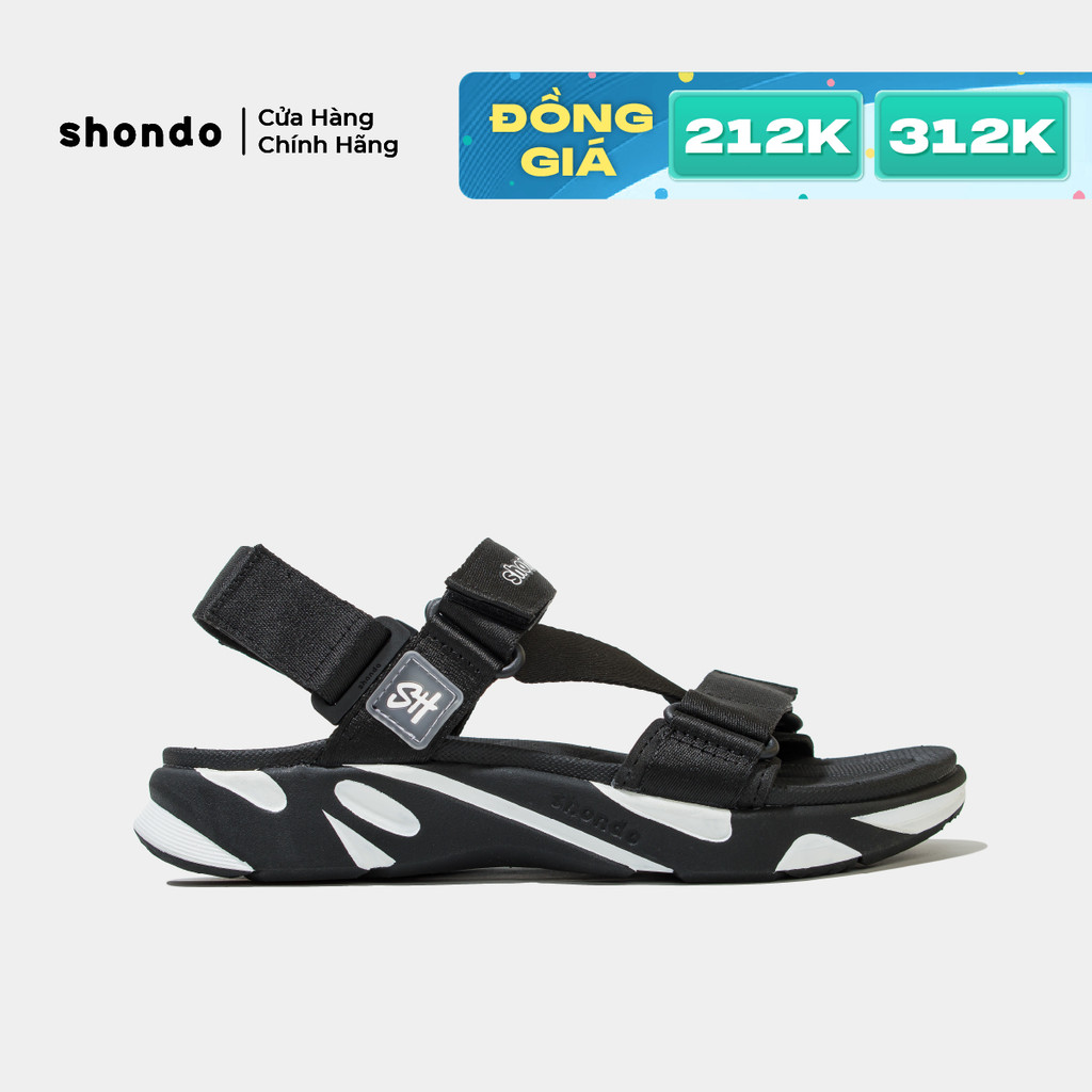 Giày Sandal Nam Nữ Shondo Êm Chân, Bền F8 Đen Trắng Ver.2 F8M1012
