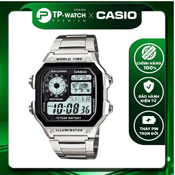 Đồng Hồ Nam Dây Thép Casio AE-1200WHD-1AVDF Pin 10 năm - Chống nước 100m | AE-1200WHD-1A