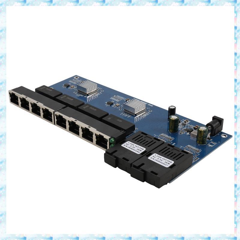 [R Q M U] Fibra Reverse POE PCB 1000Mx 8 RJ45 1000Mx2 SC Fiber Media Converter PCBA, 3KM