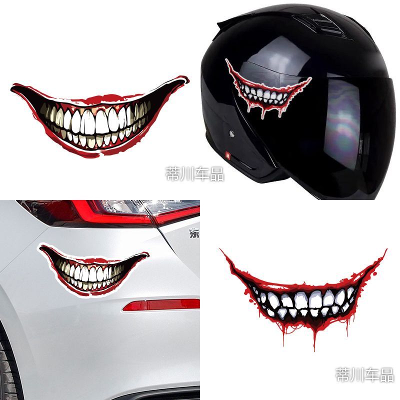 Citysoul Sửa Đổi Halloween Máu Môi Xe Ô Tô Miếng Dán Ác Chú Hề Môi Xe Máy Mũ Bảo Hiểm Phản Quang Dán
