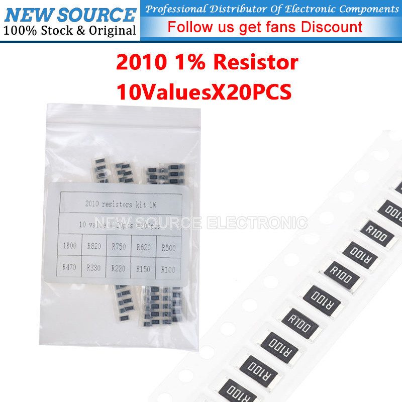 [200 Chiếc] Bộ Điện Trở SMD 2010 10ValuesX20PCS 1% 1R00 R820 R100 R620 R470 R330 R220 Ohm