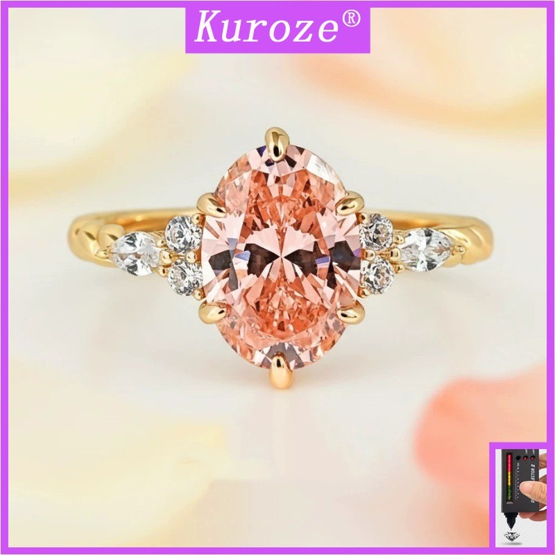 Kuroze Vintage Hoàng Hôn Paparazzi Hồng Cam Kẻ Sọc Dây Xoắn Dove Trứng Nhẫn Cưới Cho Nữ