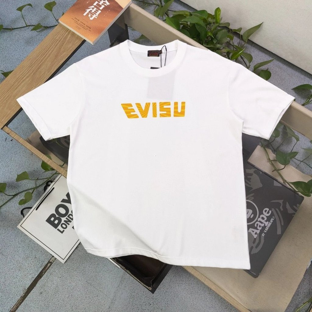 Evisu / Thần Tài / 6XL / 2026 Phong Cách Mới 6XL Cổ Tròn Cổ Điển Áo Thun Tay Ngắn Nam Nữ Phong Cách 