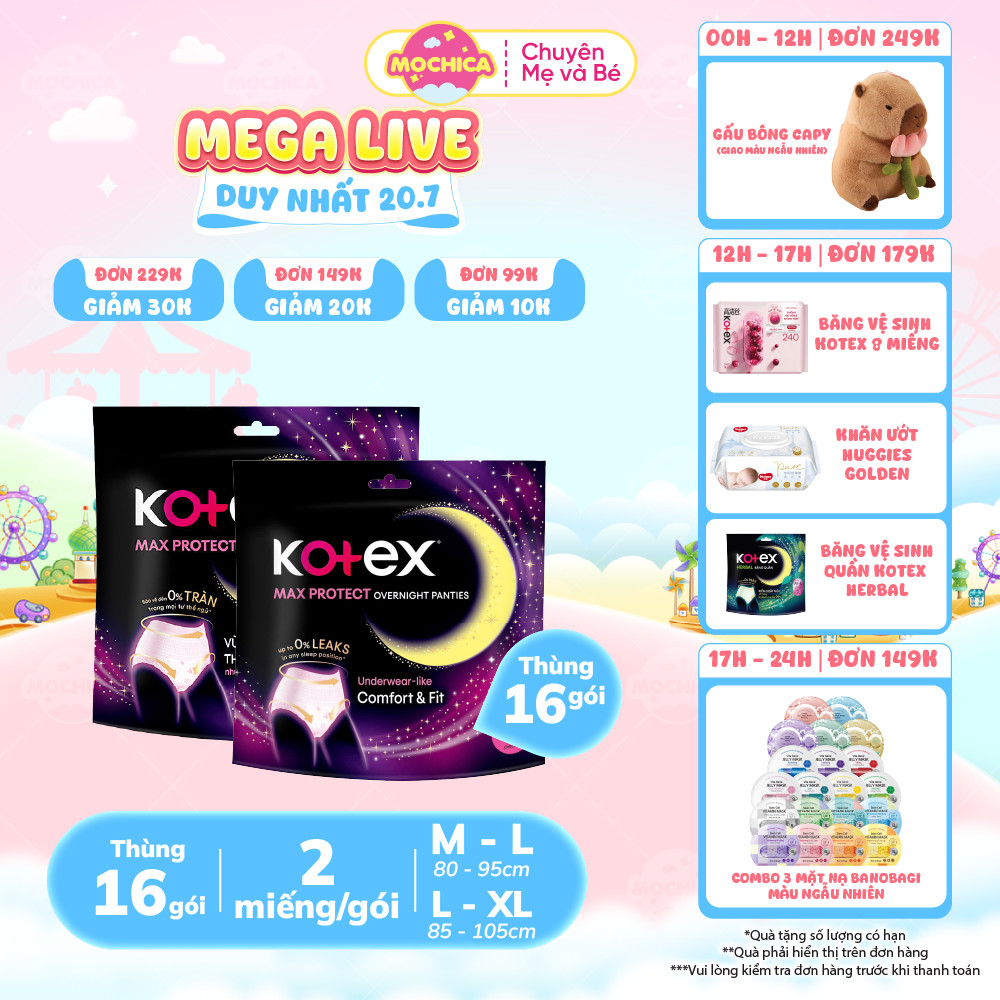 (THÙNG) Băng vệ sinh Kotex ban đêm dạng quần _Mochica