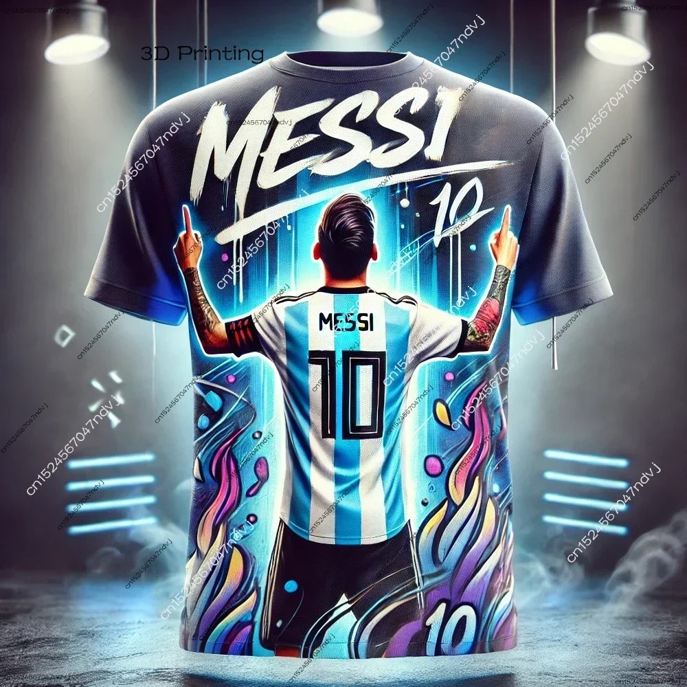 Messi 3DPrint Thêu Nhanh Khô Áo Thun Nam Nữ Có Thể Tái Sử Dụng TeamUniform OutdoorClub Fan TrainingP