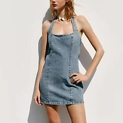 Đầm Zara yếm jean mài bạc - Zara made in Morocco full tag