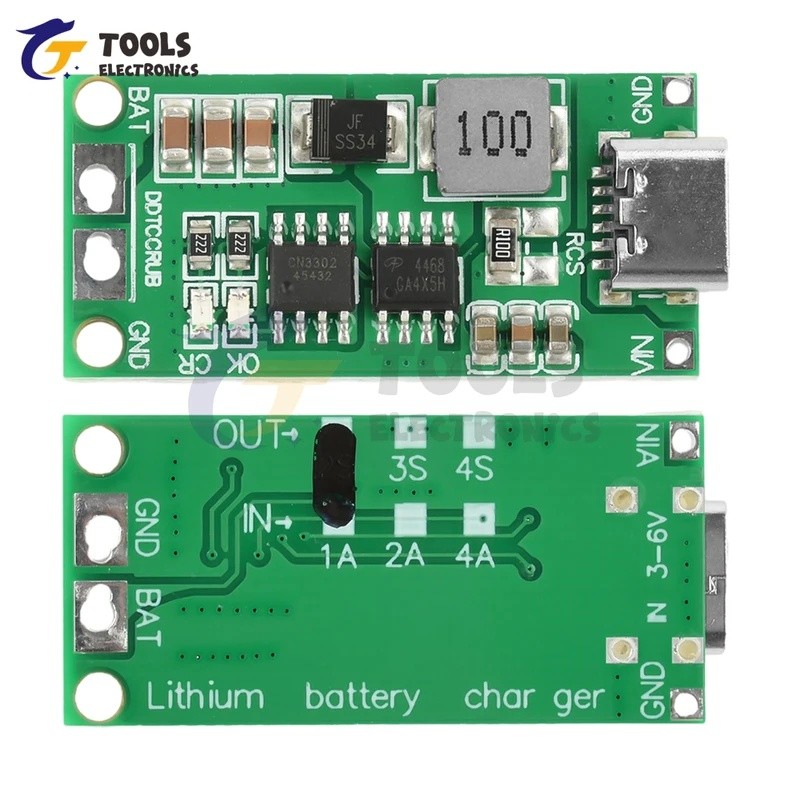 Mô-đun sạc pin Lithium Polymer 2S / 3S / 4S 1-4A Mô-đun tăng áp Loại C DC 3-6V 8.4V 12.6V 16.8V Y