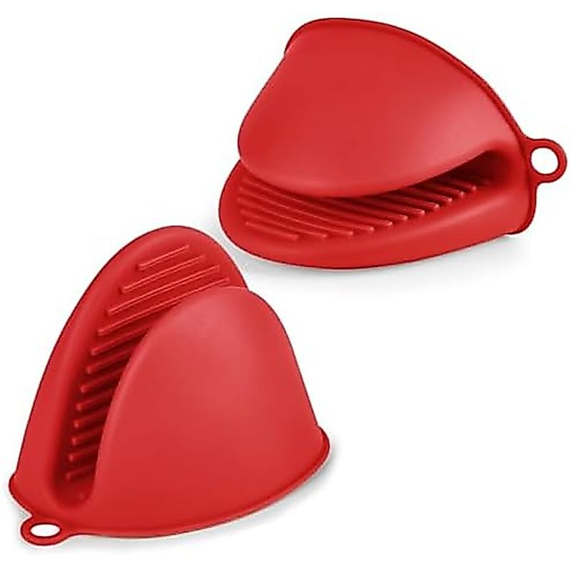 AUAUY 2PCS Mini Oven Mitts, Silicone Oven Gloves 446℉/230℃ Heat Resistant Oven Pinch Mitts, Small Ki
