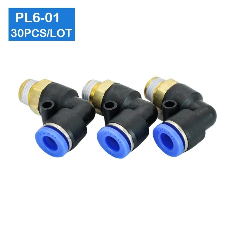 30 Cái PL6-01, 6mm Đẩy Trong Một Cảm Ứng Đầu Nối 1 / 8 "Sợi Khí Nén Nhanh Phụ Kiện Y