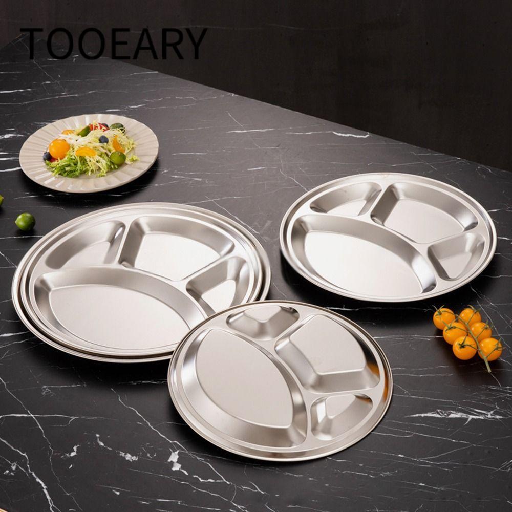 Dụng Cụ 1 Khay Phục Vụ Thực Phẩm, Cửa Hàng Thức Ăn Nhanh Khay Chia 4 Ngăn, Thép Không Gỉ Roti Canai 