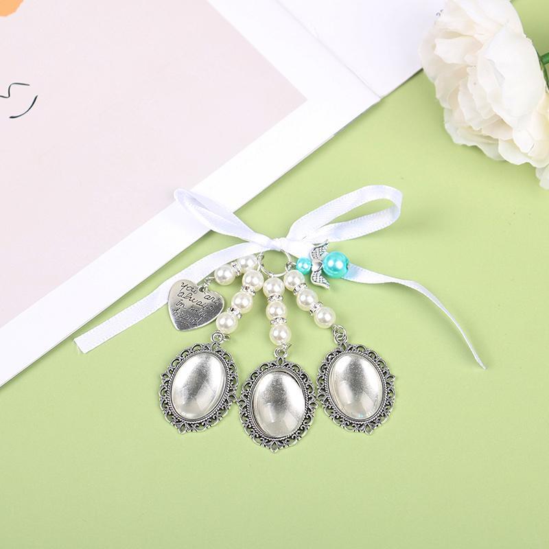 Wedding Bouquet Tim Khung Ảnh cho đám cưới Bộ nhớ Bridal ren oval Bridal Charm thiên thần Mặt dây ch