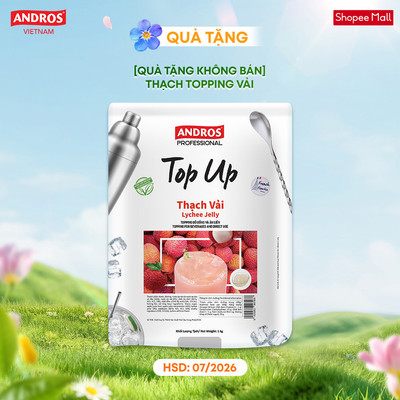 [QUÀ TẶNG KHÔNG BÁN] Thạch Topping Vải - Không Chất Bảo Quản - ANDROS TOP UP - Nguyên liệu pha chế - 1 KG