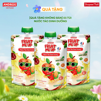 [Quà Tặng Không Bán] 3 Túi Nước Táo Dinh Dưỡng - Hỗ Trợ Bé Tăng Chiều Cao & Đề Kháng - ANDROS FRUIT ME UP - 150ml x3