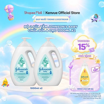 [LIVE] Combo 2 Sữa tắm Johnson's Baby Chứa Sữa & Gạo 1000ml/chai