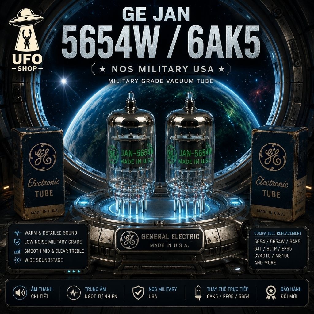 Cặp Bóng GE JAN 5654W 6AK5 EF95 NOS USA Chính Hãng - Nâng Cấp Preamp Min