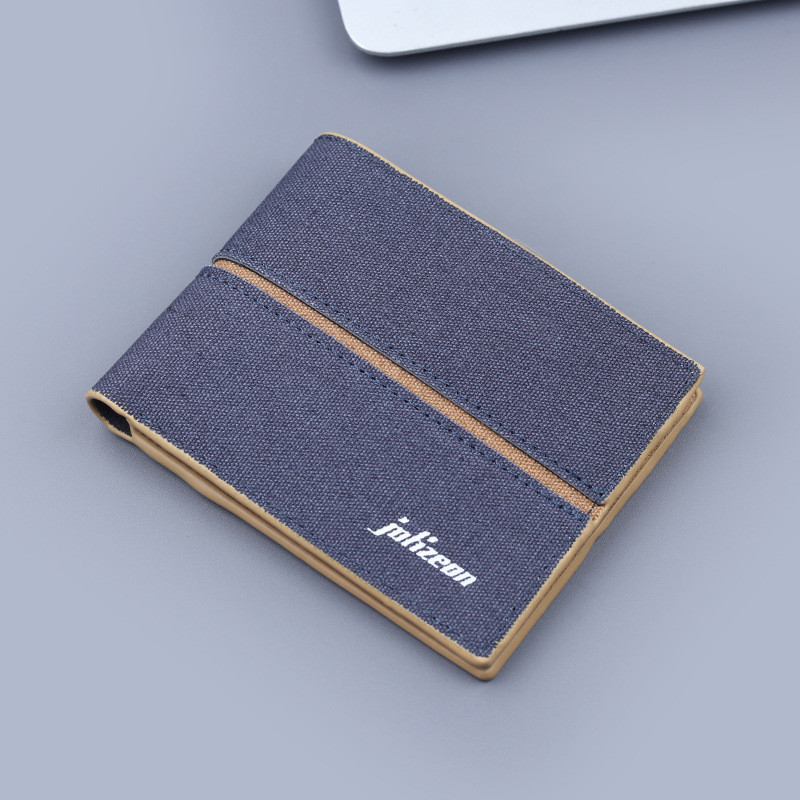 M] Ví Nam Canvas Đựng Thẻ Nam Một Vải Mềm Ví Ngắn Ví Nam Nhà Máy Denim