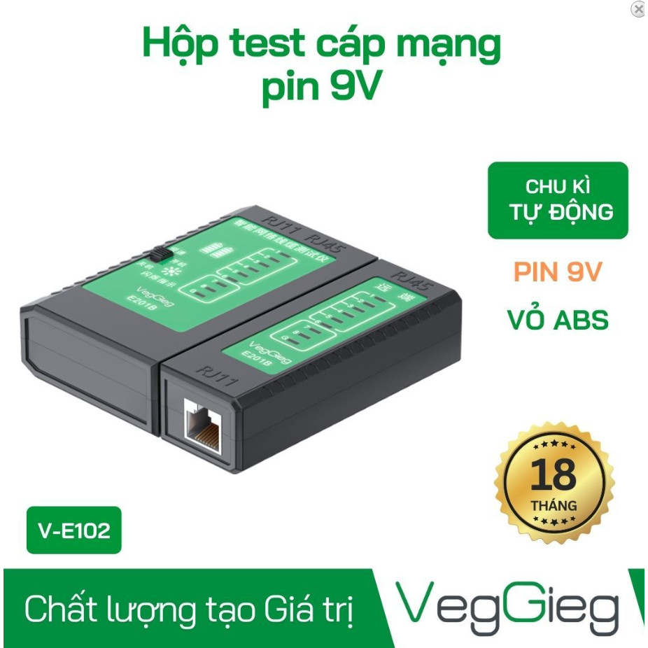 Hộp test cáp mạng RJ45/RJ11 V-E102 VegGieg