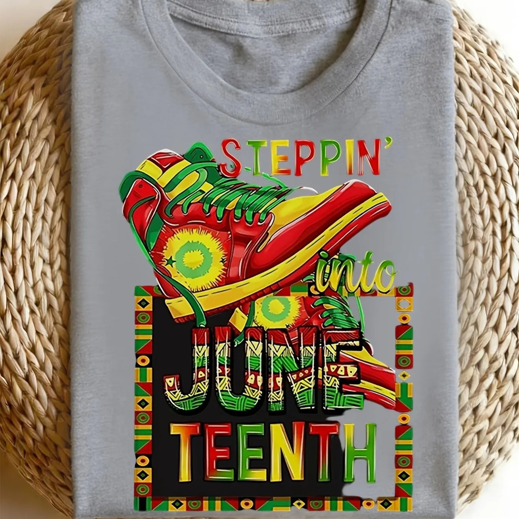 Áo thun họa tiết "Road to June 19th" Tay ngắn cổ tròn Cotton nguyên chất Thích hợp cho cả nam và nữ 