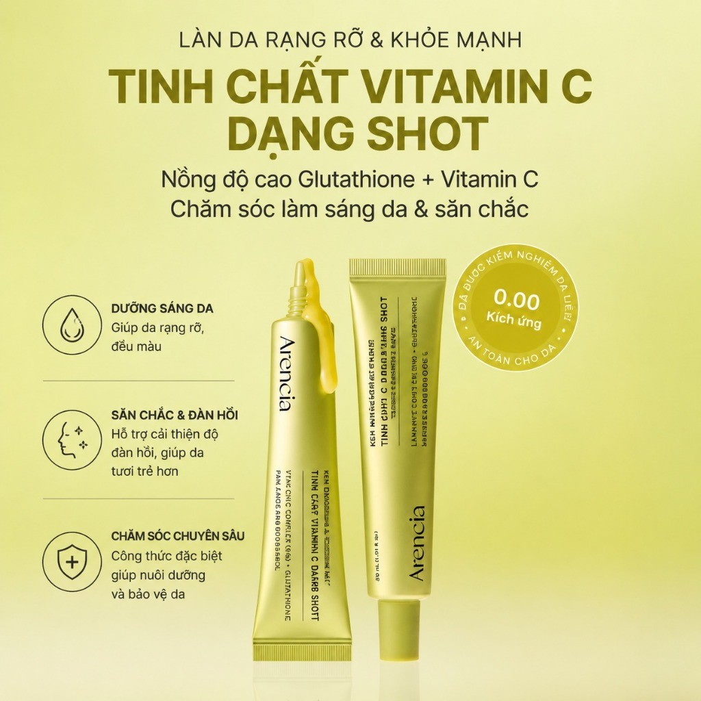 [Arencia] Serum Vitamin C Booster Shot 30ml Chính Hãng - Dưỡng Sáng Da, Mờ Thâm Nám, Chống Oxy Hóa, 