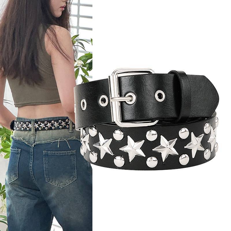 TRTOP Rivet Hollow Bullet Punk Belt - Thắt lưng da đinh tán Gothic Ro có thể điều chỉnh dành cho nữ 