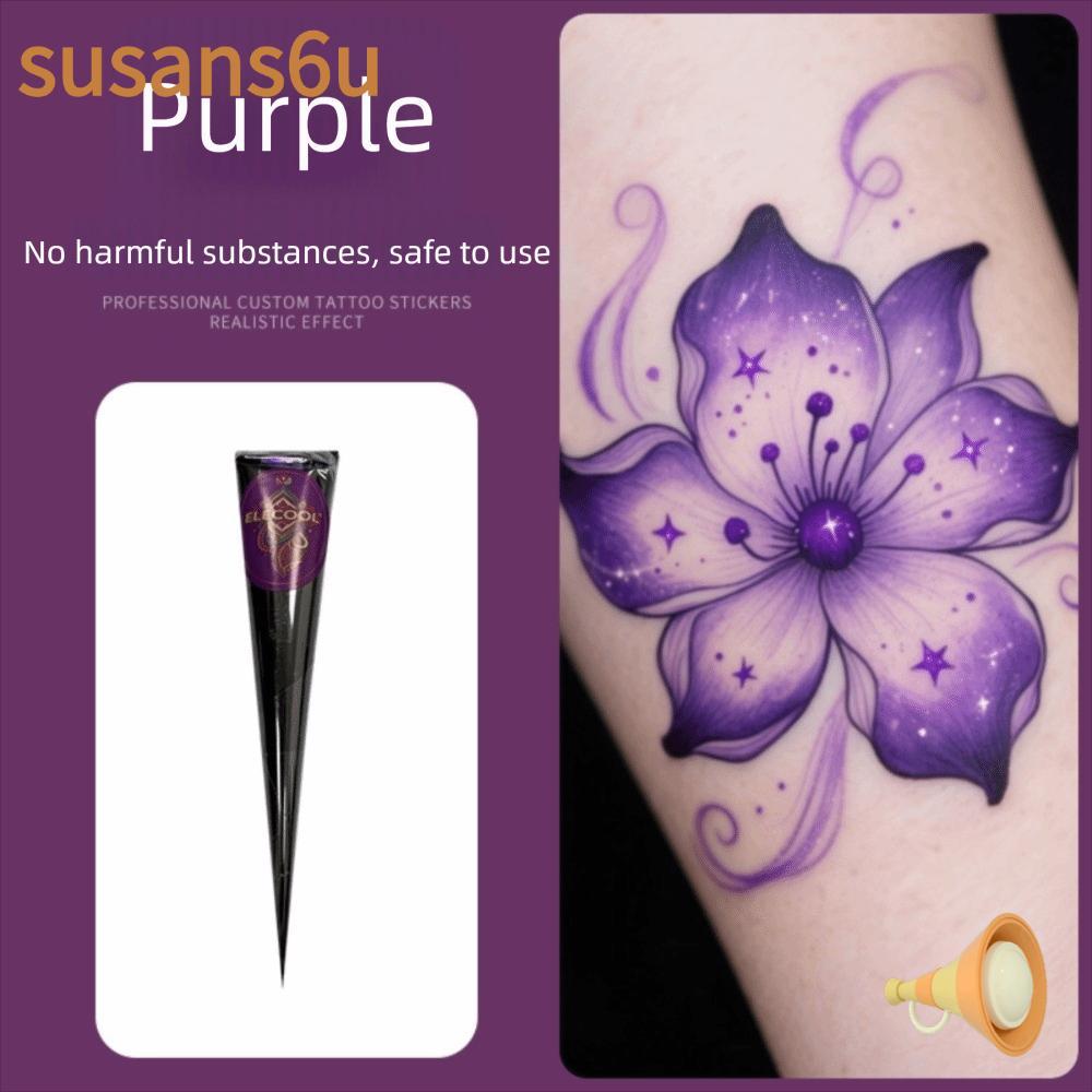 SUSAN Henna Tattoo Cream, Bán vĩnh viễn Dễ sử dụng Henna Paste Cone, Body Art Black Brown Temporary 