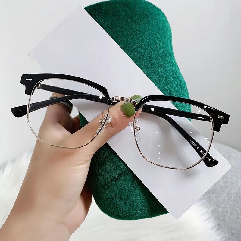 Sven Eyebrow Shape Half-Frame Glasses Công nhân vật lý Nam Học sinh Cận thị với độ Chống tia xanh Kh