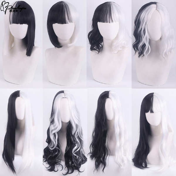 Cat Eight 101 Cruella de Vil Cruella Đen Trắng Phù Thủy Màu Phối cosplay Tóc Giả