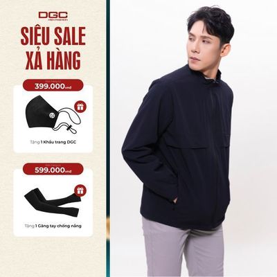 Áo khoác gió nam 2 lớp DGC Thiết kế cổ đứng dáng suông trẻ trung, chống gió giữ ấm cơ thể-WAJKBD136M
