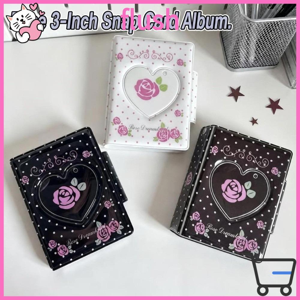 FLUSH 3 Inch Album Ảnh, Nút Chụp Hoa Hồng In Photocard Giá Đỡ, Trái Tim Đa Năng Rỗng Photocard Binde