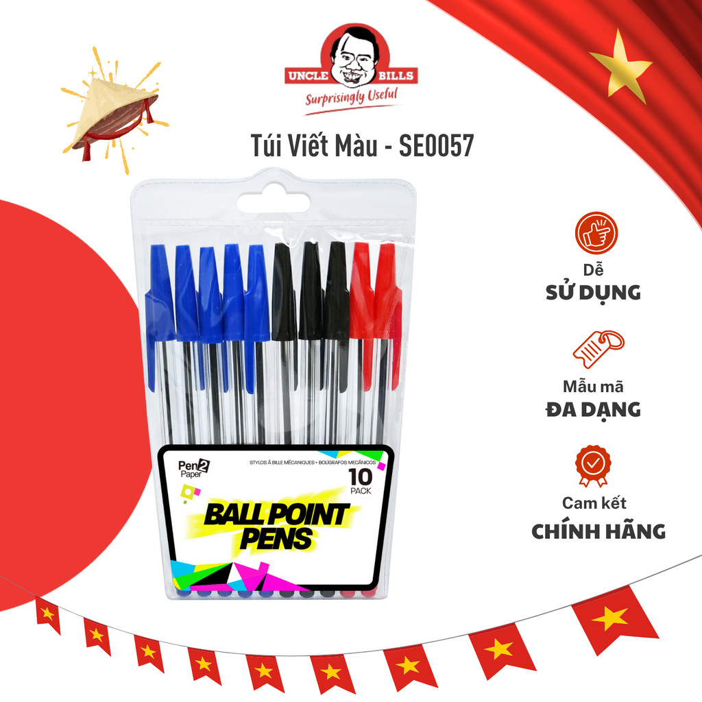 Túi Viết 3 Màu 10 Cây UNCLE BILLS SE0057
