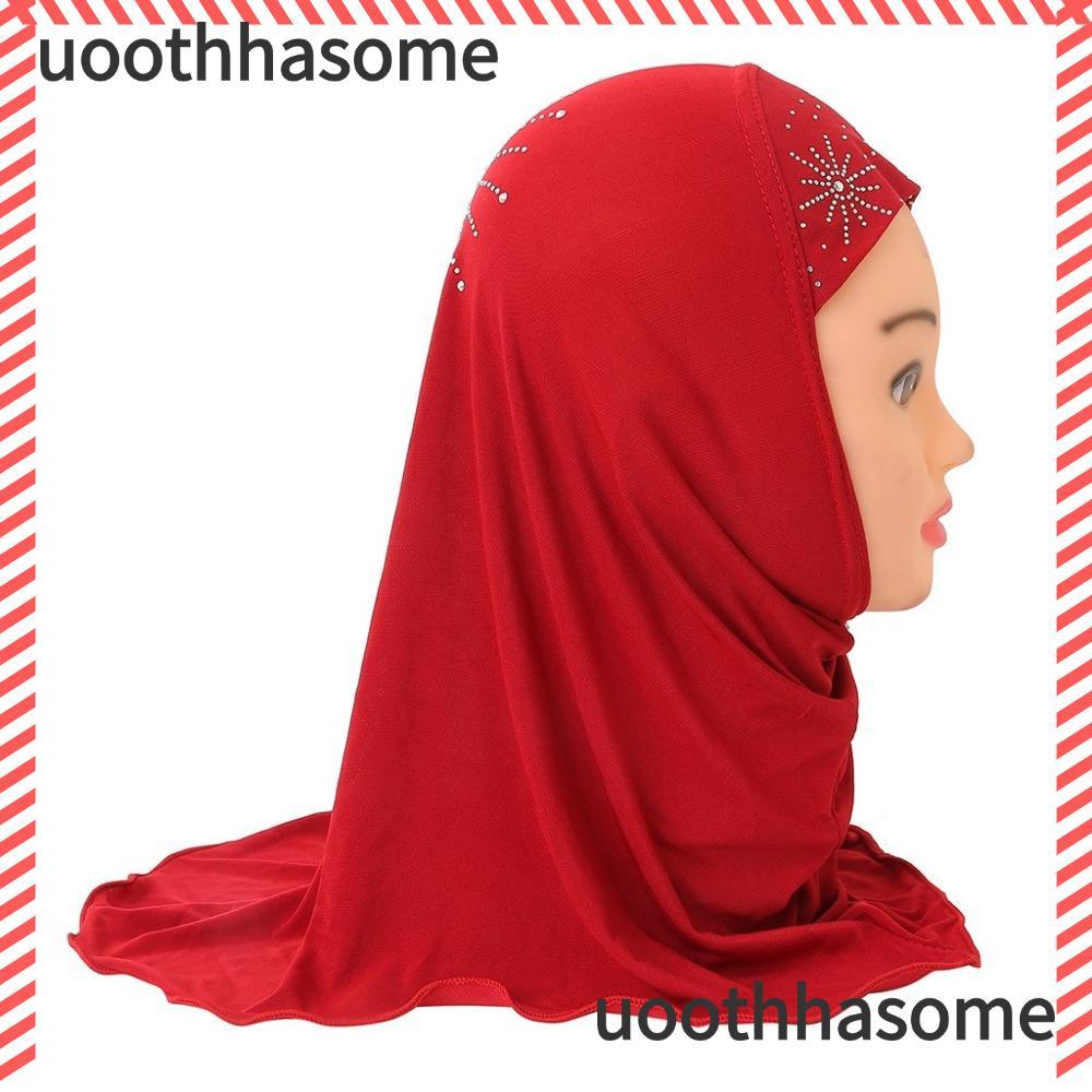 Khăn trùm đầu bé gái UOOTHASHASOME, Khăn trùm đầu bé gái nhỏ 50cm Fit 2-6 tuổi, Đẹp với họa tiết mặt