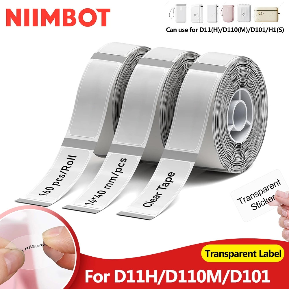 1 cuộn giấy nhãn trong suốt 12 * 22mm-250 chiếc chính hãng từ Niimbot, thích hợp cho máy nhãn Niimbo