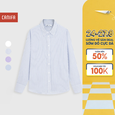 Áo Sơ mi nữ CANIFA dài tay cổ bẻ phong cách basic mặc đi học làm 6TH26S002