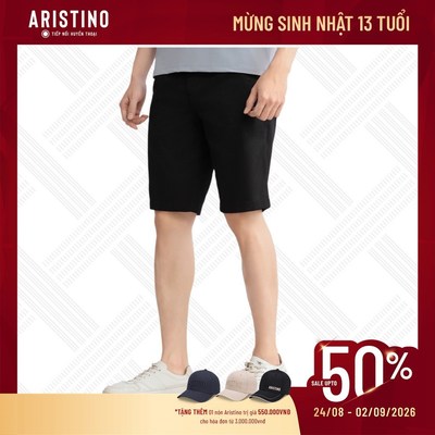 ARISTINO Quần Short Kaki Nam Cotton Regular Fit ASO031S3 Dáng Suông Nhẹ Mềm Mại Thoáng Mát Co Giãn