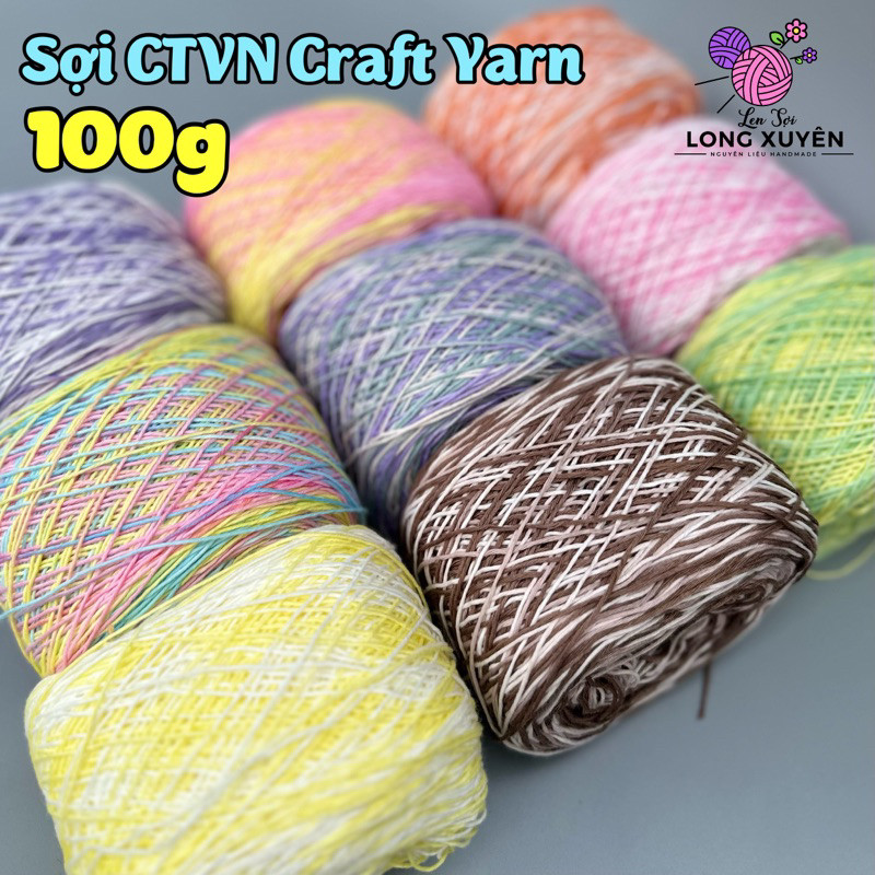 Sợi CTVN Craft Yarn loang Cotton Việt Nam 100g | Len Sợi Long Xuyên | Len Sợi An Giang