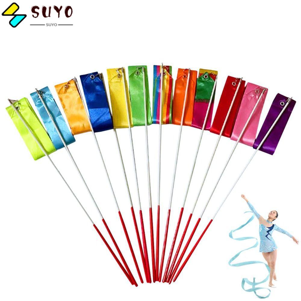 SUYO Dance Ribbon Streamer Twirling Rod Phụ kiện 4 mét Nhảy múa