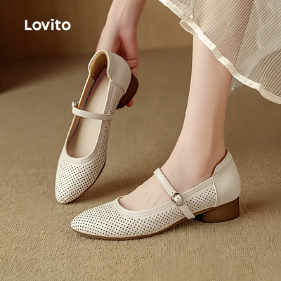 Lovito Giày Cao Gót Thanh Lịch Kiểu Dáng Công Sở Hàn Quốc Đế Mềm Giày "mom Shoes" (giày Dành Cho Nữ) Phù Hợp Mọi Mùa Cho Nữ LFA85069