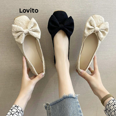 Lovito Giày Búp Bê Đế Bệt Thoải Mái Kiểu Dáng Hàn Quốc Đơn Giản Có Nơ Xếp Ly Thích Hợp Cho Mùa Xuân Và Mùa Hè Đế Mềm Chống Trơn Dành Cho Nữ LFA59322